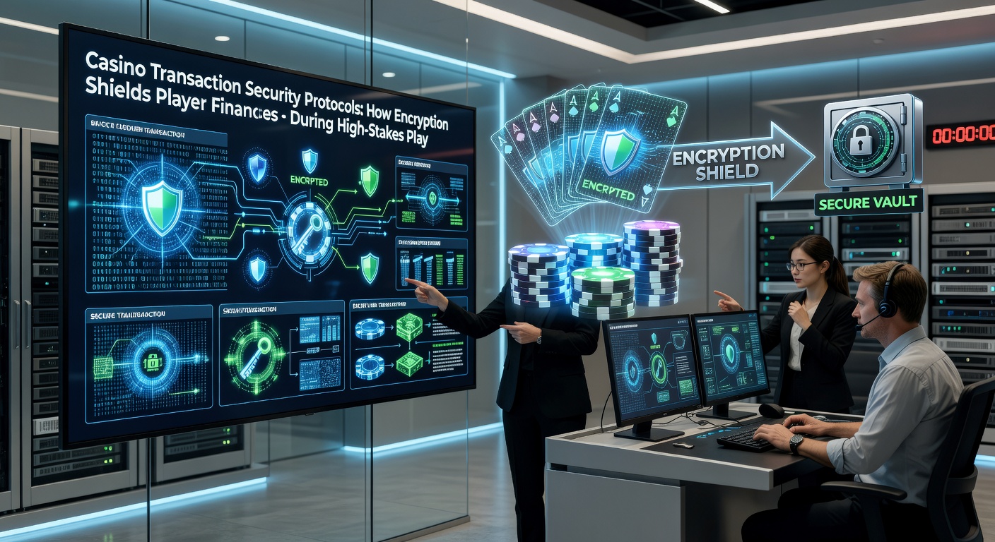 Secure online casino transaction interface showing encrypted payment processing and financial data protection layers