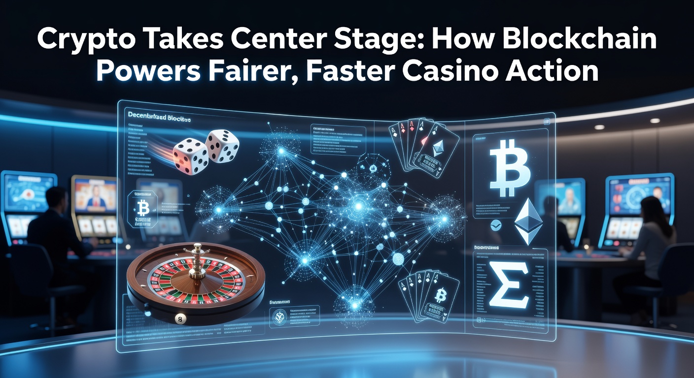 Digital blockchain network overlaying casino roulette table, symbolizing crypto integration in gaming
