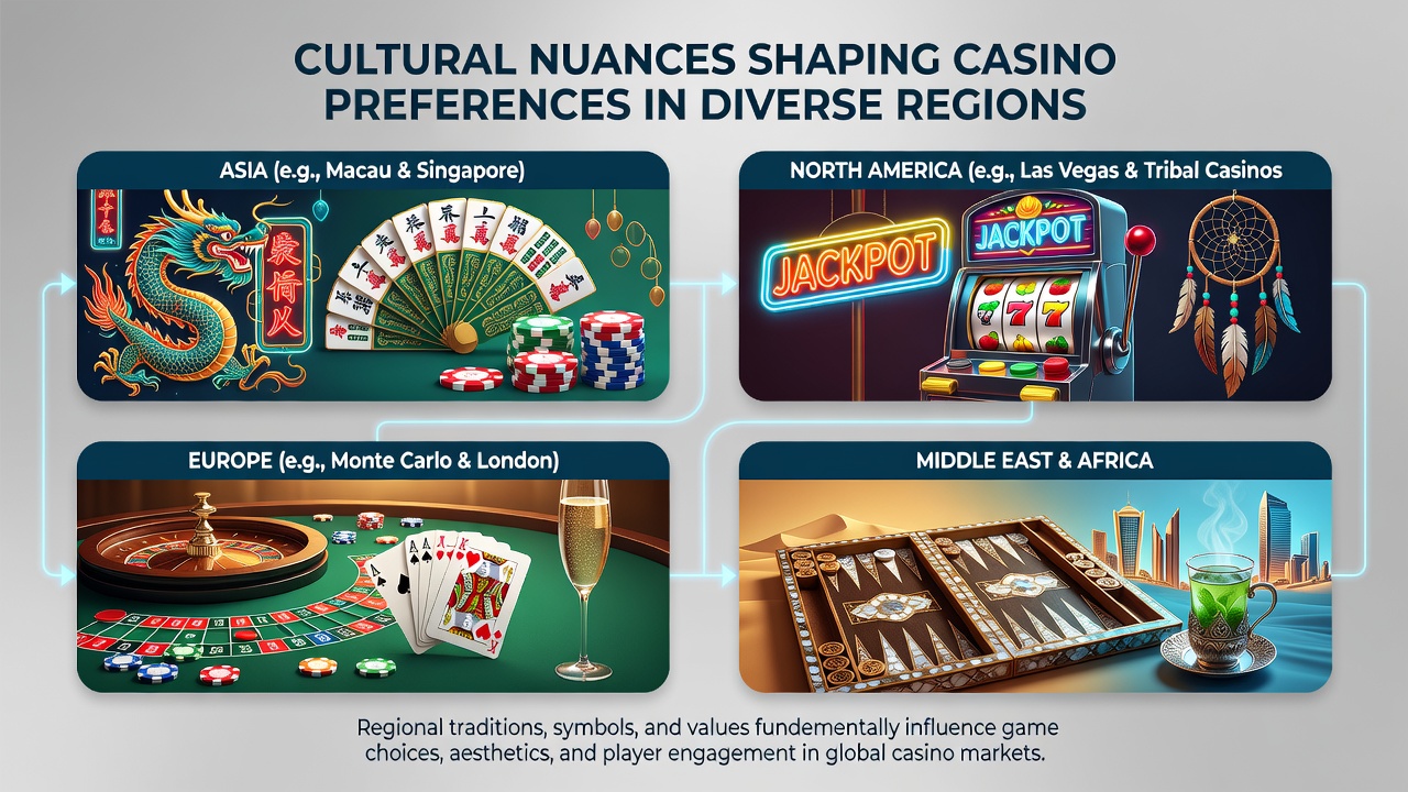 Casino floor layouts adapted to different cultural expectations around social interaction and game pacing