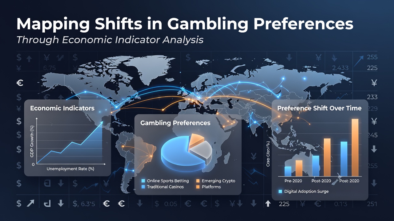 Economic charts and graphs showing gambling market shifts linked to indicators like GDP and consumer spending