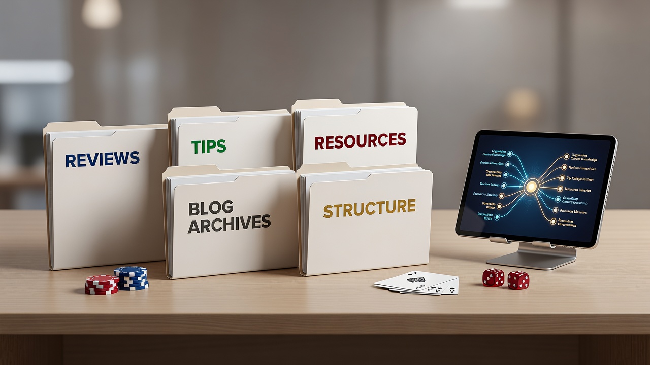 Organized structure of casino blog archives showing categorized reviews and resource sections