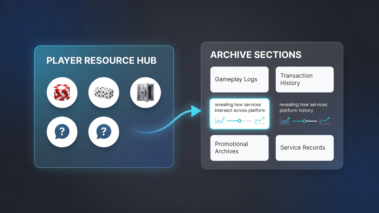 Detailed view of archive section intersecting with current player resource hub on a casino platform interface